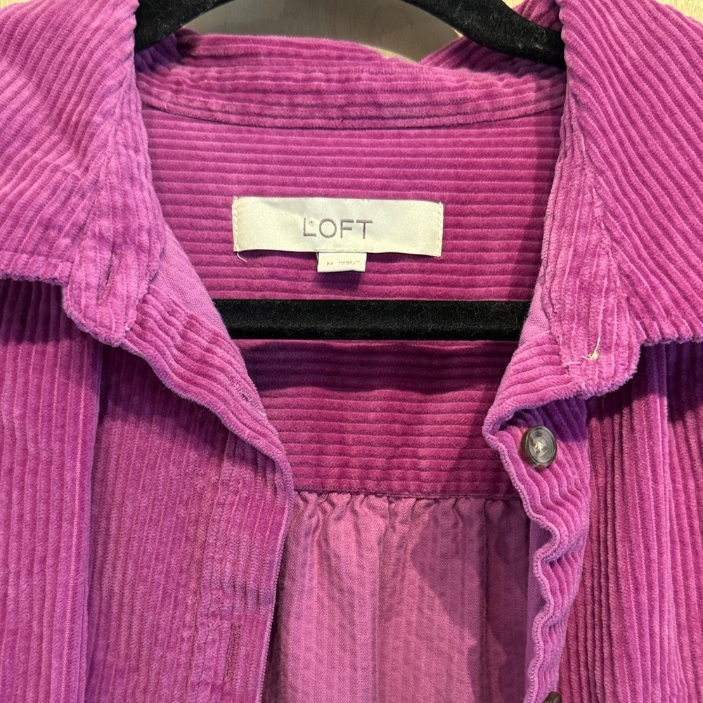 LOFT Vibrant Purple Corduroy Shirt Jacket. Size M